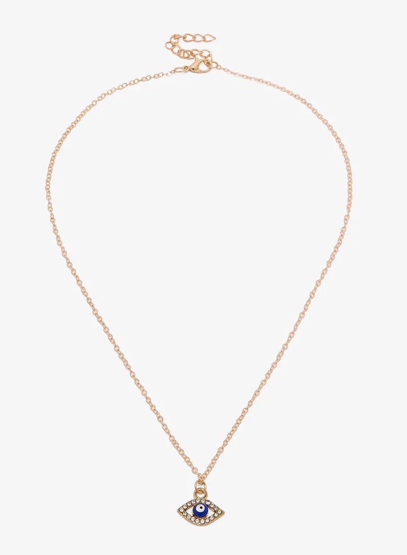 جينجر Evil Eye Detail Layered Necklaces